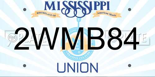 2WMB84 Mississippi License Plate