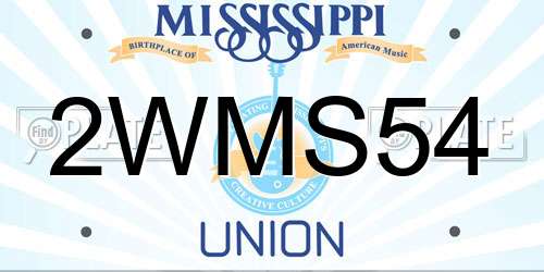 2WMS54 Mississippi License Plate