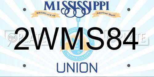 2WMS84 Mississippi License Plate
