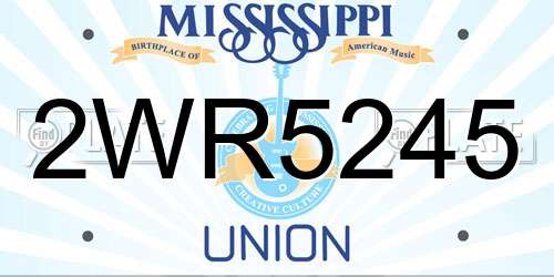 2WR5245 Mississippi License Plate