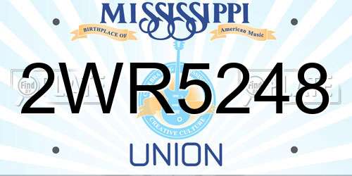 2WR5248 Mississippi License Plate