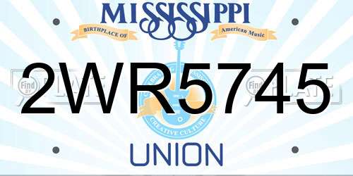 2WR5745 Mississippi License Plate