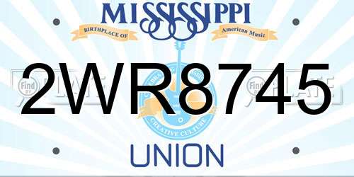 2WR8745 Mississippi License Plate