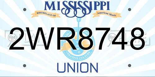 2WR8748 Mississippi License Plate