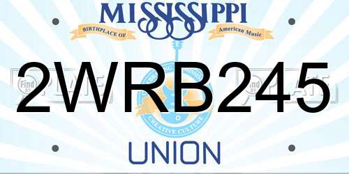 2WRB245 Mississippi License Plate