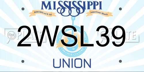 2WSL39 Mississippi License Plate
