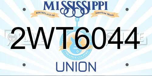 2WT6044 Mississippi License Plate