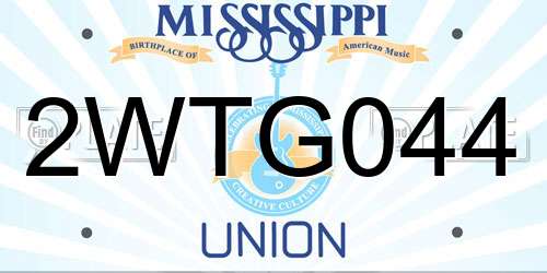 2WTG044 Mississippi License Plate