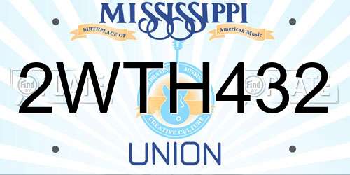 2WTH432 Mississippi License Plate