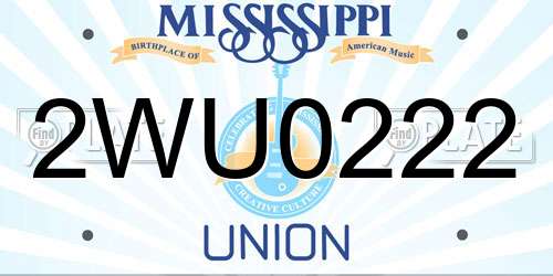 2WU0222 Mississippi License Plate