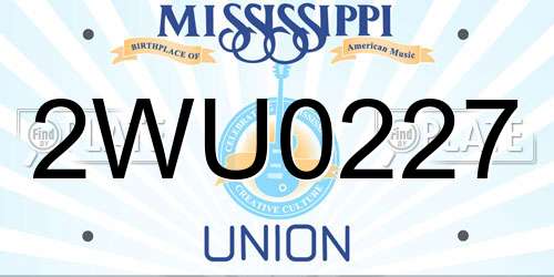 2WU0227 Mississippi License Plate