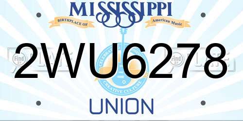 2WU6278 Mississippi License Plate