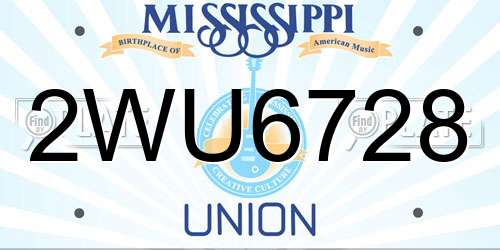 2WU6728 Mississippi License Plate