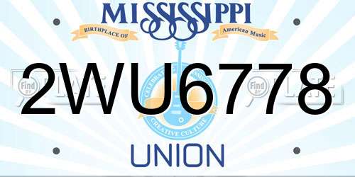 2WU6778 Mississippi License Plate