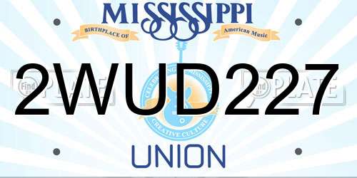 2WUD227 Mississippi License Plate