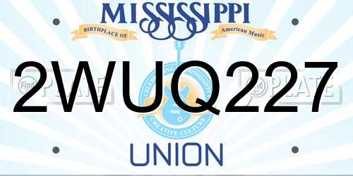 2WUQ227 Mississippi License Plate