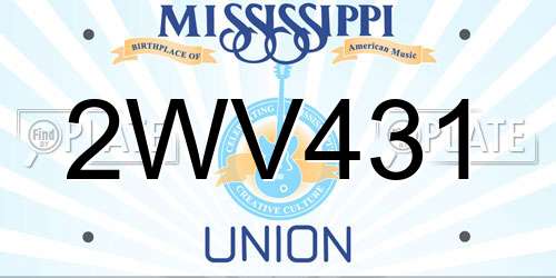 2WV431 Mississippi License Plate
