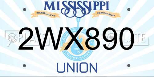 2WX890 Mississippi License Plate