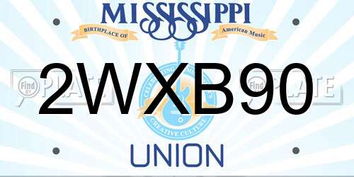 2WXB90 Mississippi License Plate