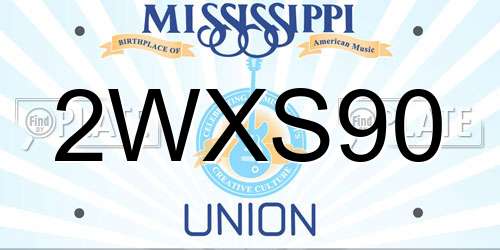 2WXS90 Mississippi License Plate