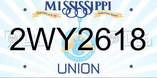 2WY2618 Mississippi License Plate