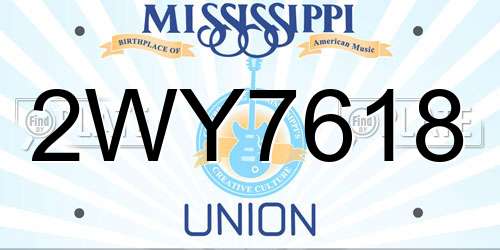 2WY7618 Mississippi License Plate