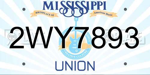 2WY7893 Mississippi License Plate