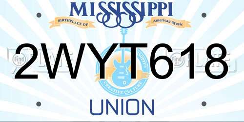 2WYT618 Mississippi License Plate