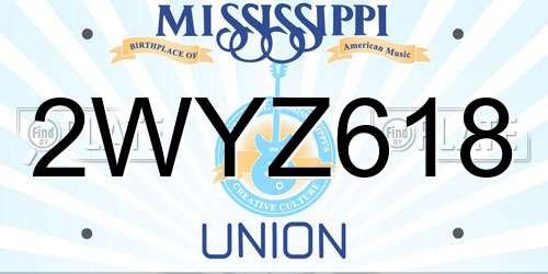 2WYZ618 Mississippi License Plate