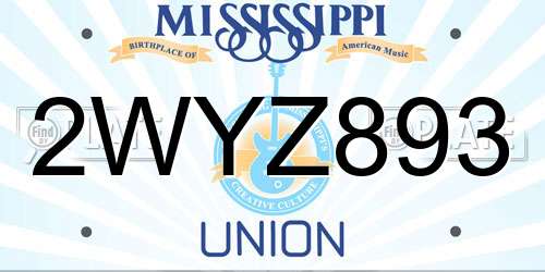 2WYZ893 Mississippi License Plate