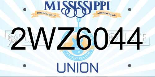 2WZ6044 Mississippi License Plate