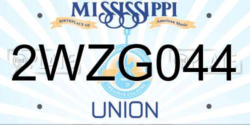 2WZG044 Mississippi License Plate