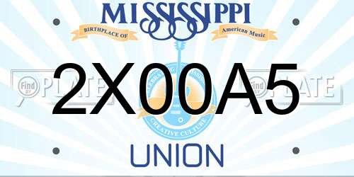 2X00A5 Mississippi License Plate