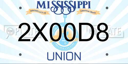 2X00D8 Mississippi License Plate