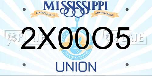 2X00O5 Mississippi License Plate