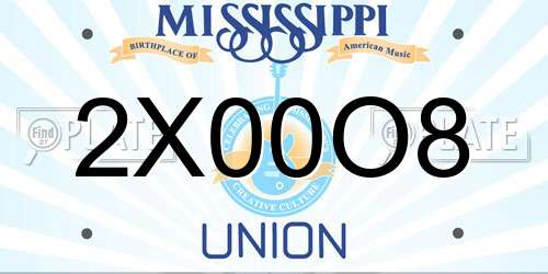 2X00O8 Mississippi License Plate