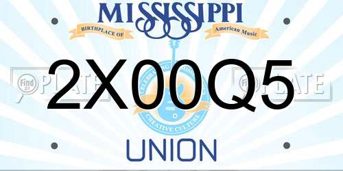 2X00Q5 Mississippi License Plate