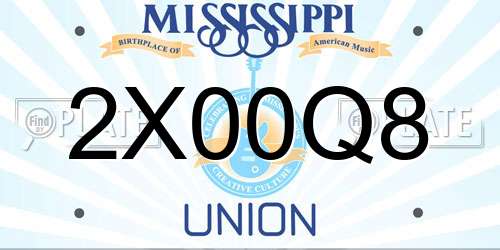 2X00Q8 Mississippi License Plate