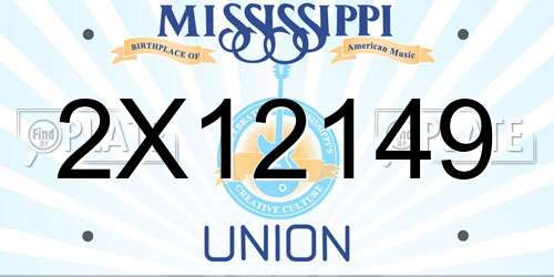 2X12149 Mississippi License Plate