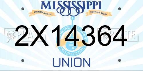 2X14364 Mississippi License Plate