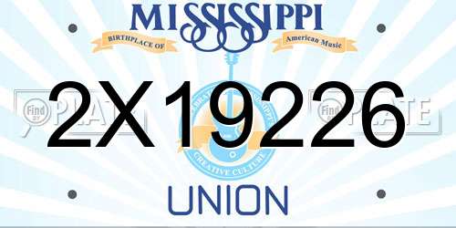 2X19226 Mississippi License Plate