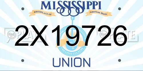 2X19726 Mississippi License Plate