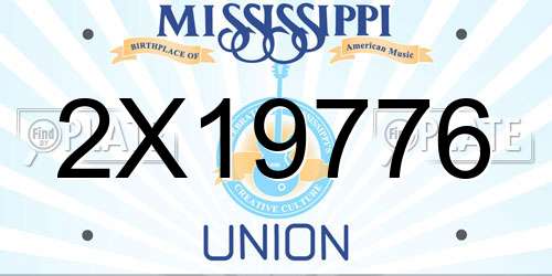 2X19776 Mississippi License Plate