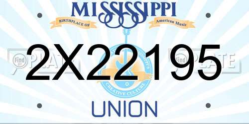 2X22195 Mississippi License Plate