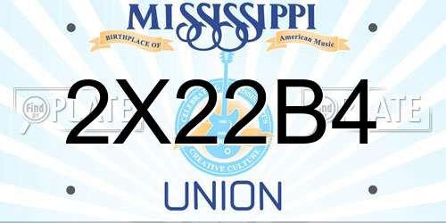 2X22B4 Mississippi License Plate