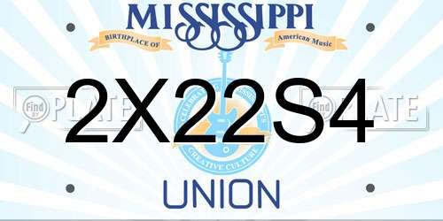 2X22S4 Mississippi License Plate