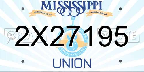2X27195 Mississippi License Plate