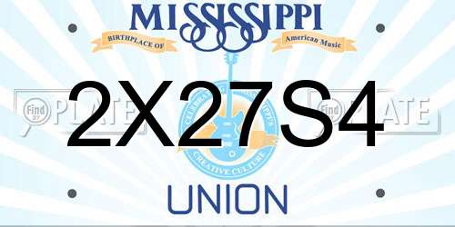 2X27S4 Mississippi License Plate