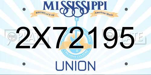 2X72195 Mississippi License Plate