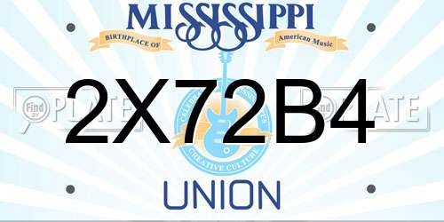 2X72B4 Mississippi License Plate